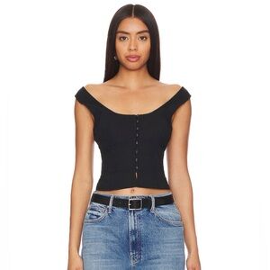 Free People Sally Solid Corset Top Black SizeXL
